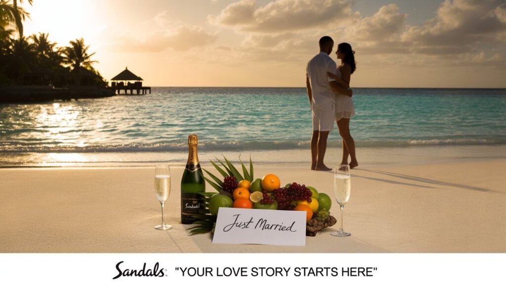 Sandals honeymoon packages romantic Caribbean beach couple
