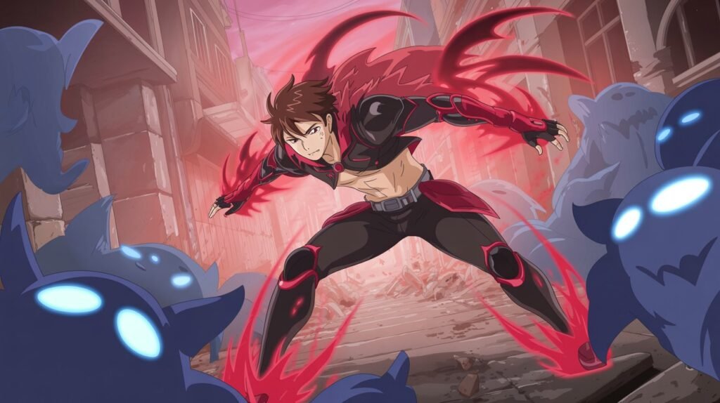 Solo Leveling protagonist Sung Jin-Woo in action from the anime and webtoon series.